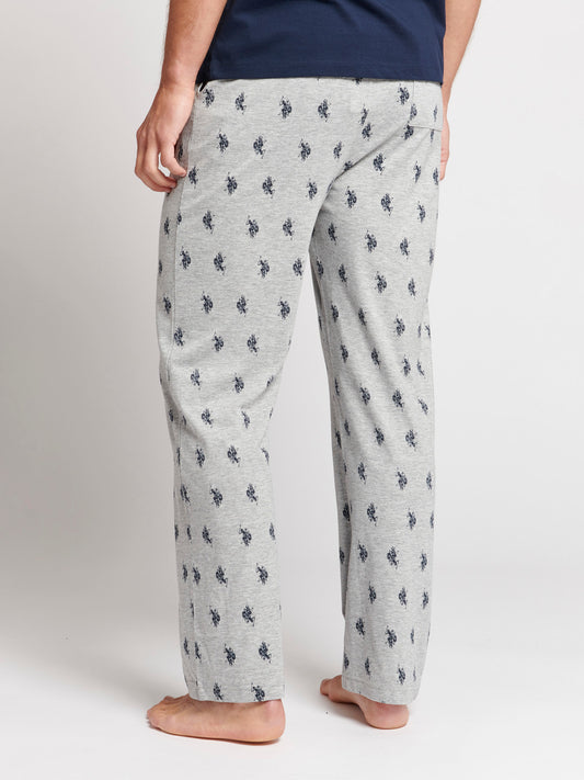 Mens Double Horsemen Print Lounge Bottoms in Vintage Grey Heather