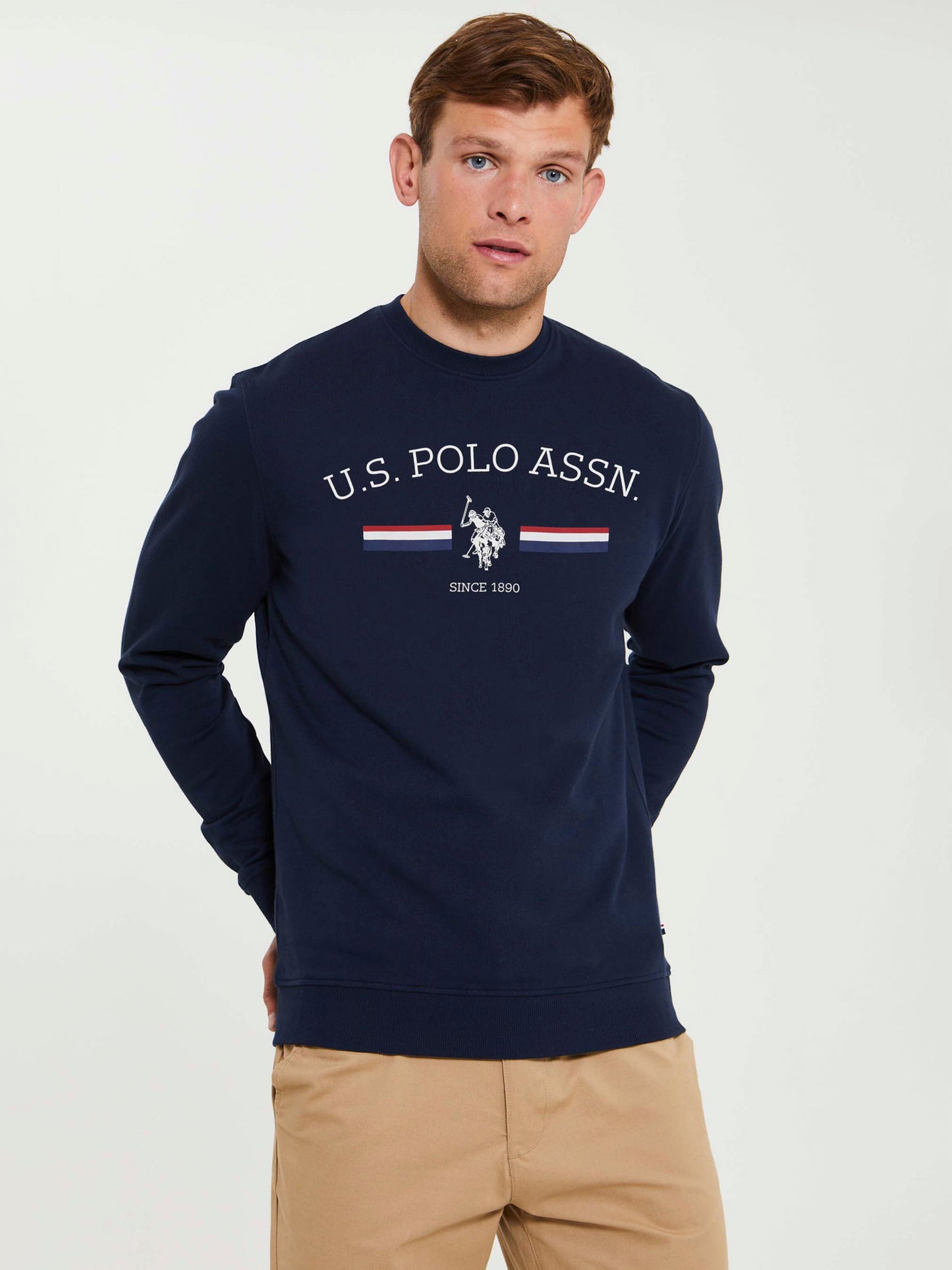 Mens Rider Crew Neck Sweatshirt in Navy Blue