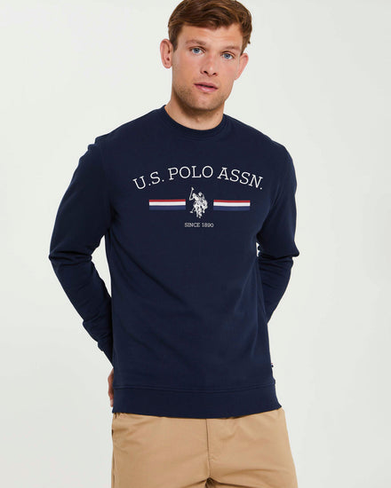 Mens Rider Crew Neck Sweatshirt in Navy Blue