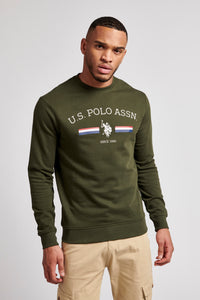 Mens Rider Crew Neck Sweatshirt in Army Green