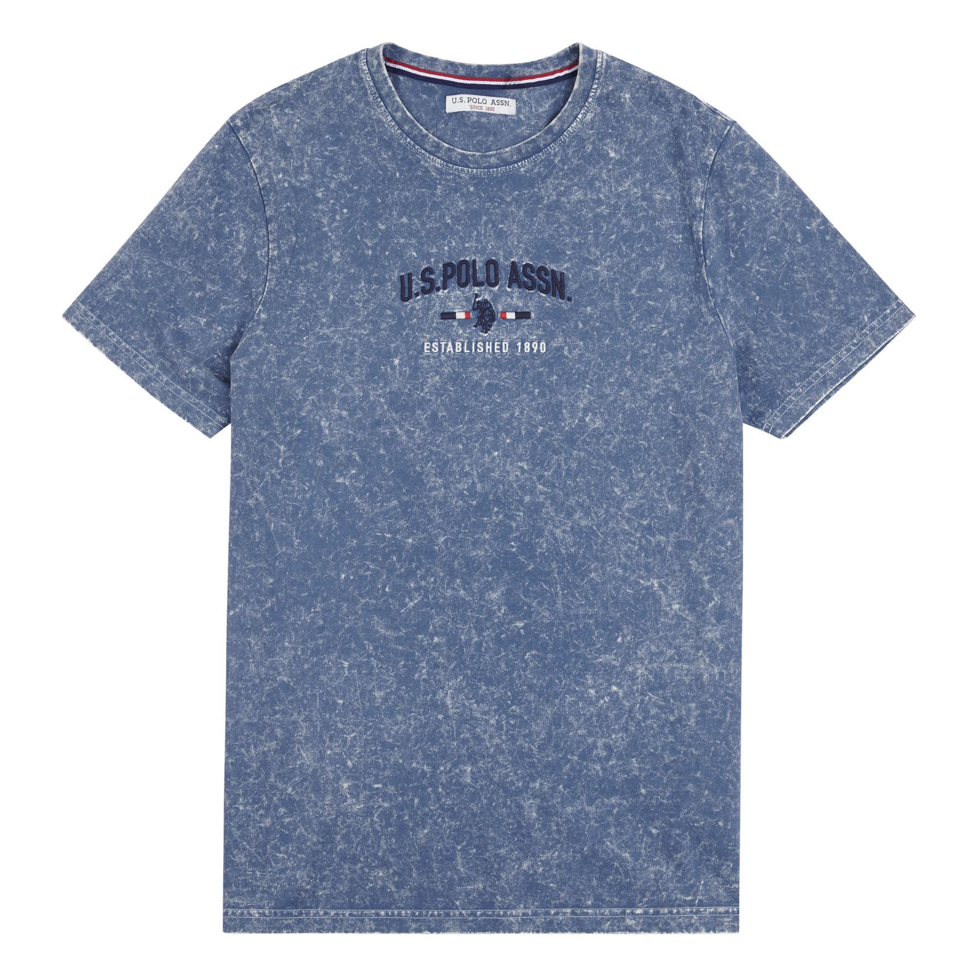 Mens Acid Wash T-Shirt in China Blue