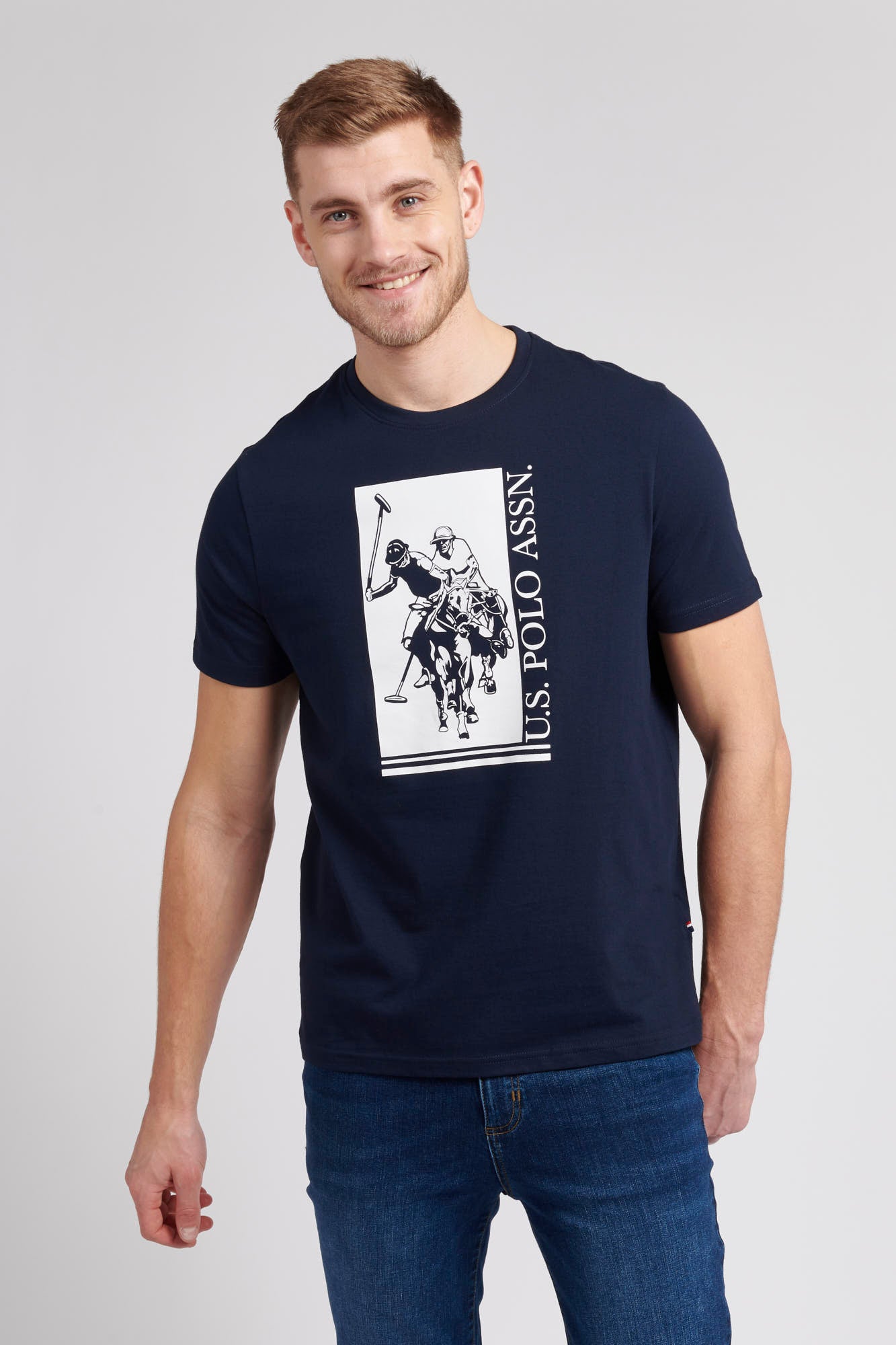 Mens Rider Block T-Shirt in Navy Blue