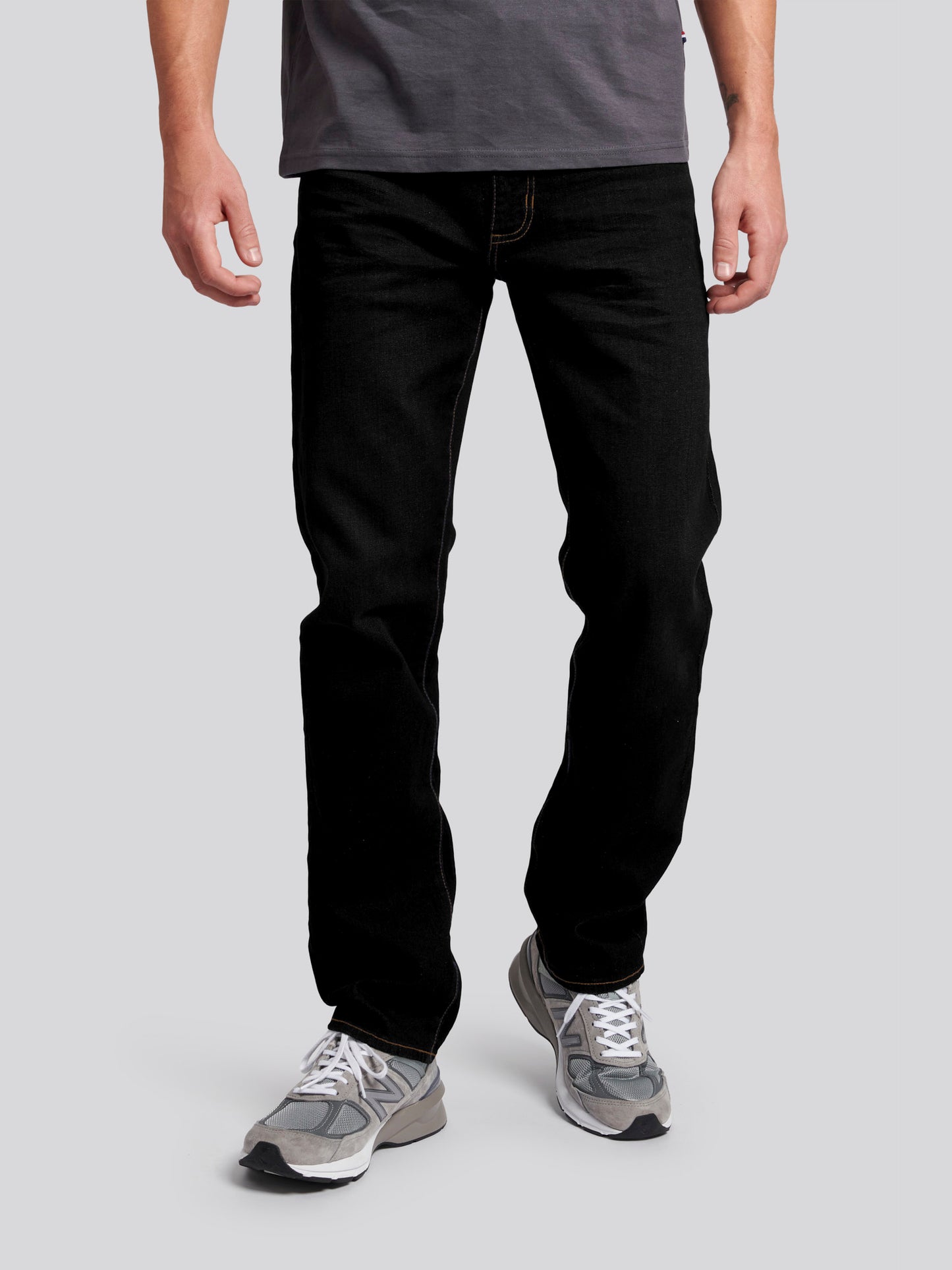 Mens 5 Pocket Regular Fit Denim Jeans in Black Wash