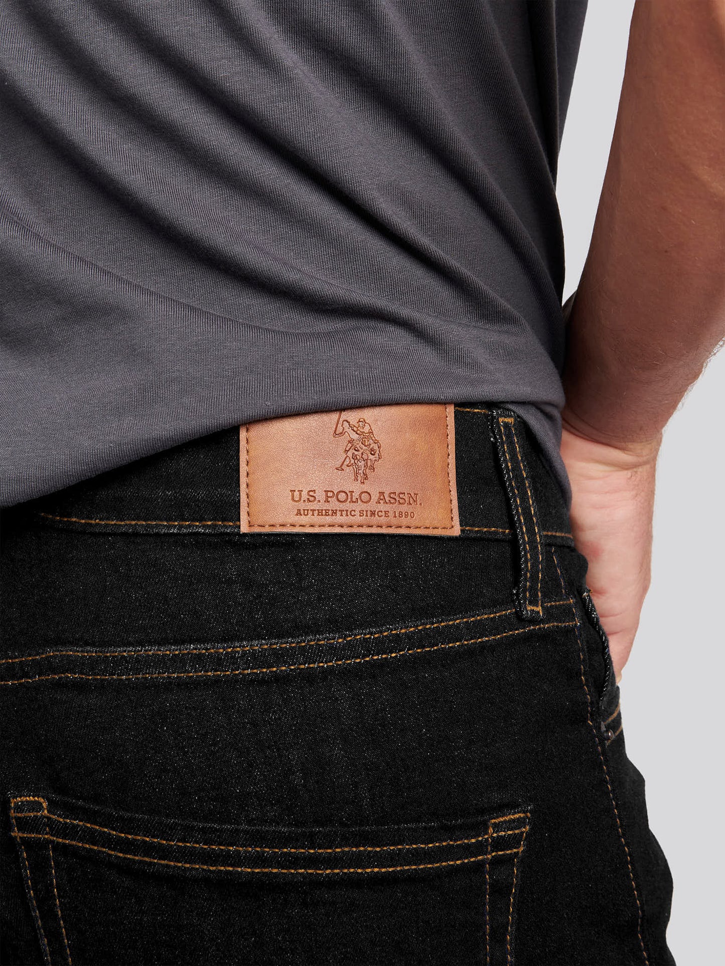 Mens 5 Pocket Regular Fit Denim Jeans in Black Wash