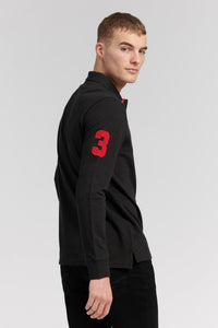 Mens Player 3 Long Sleeve Polo Shirt in Black