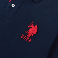 Mens Player 3 Long Sleeve Polo Shirt in Navy Blue