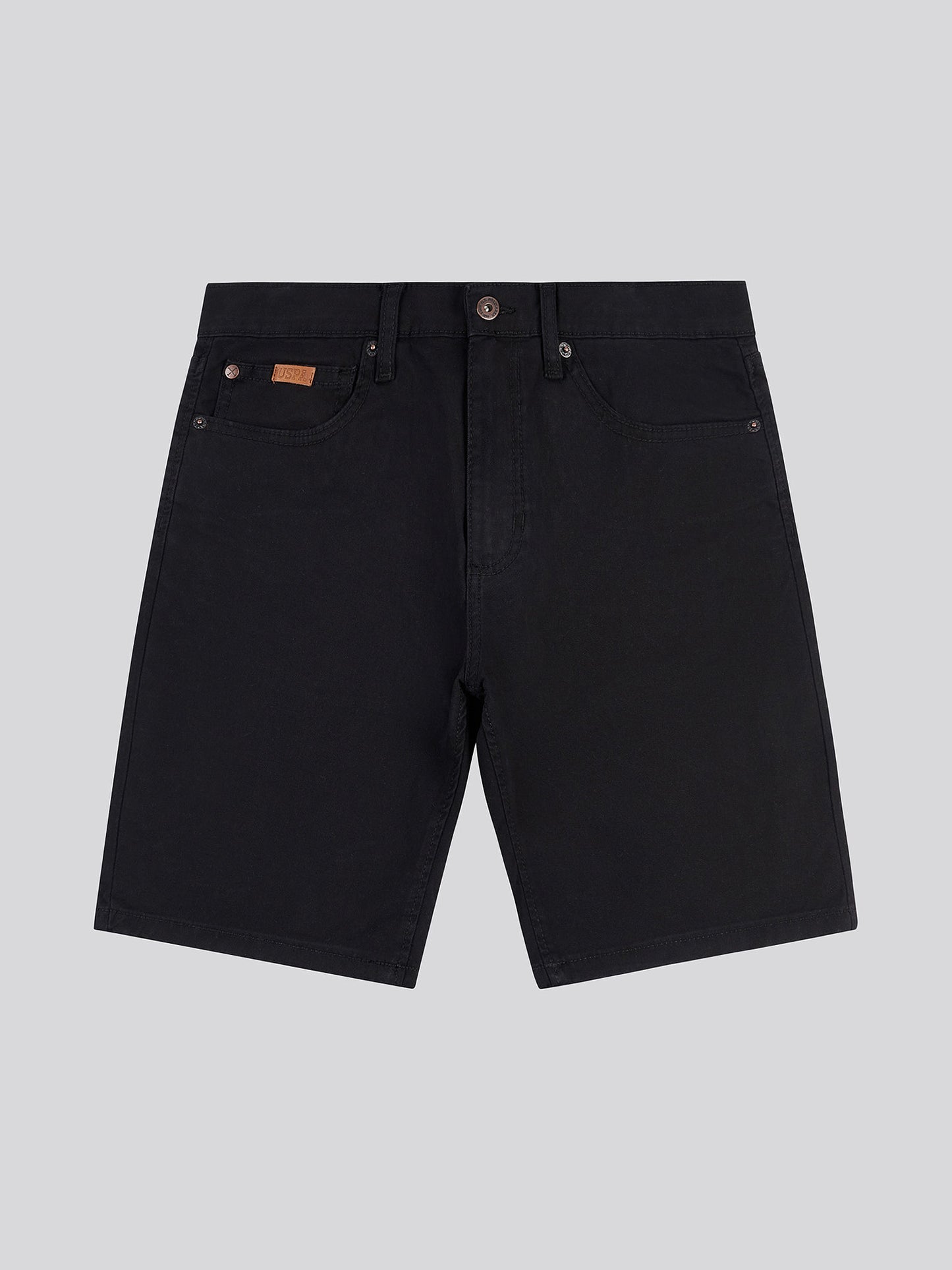Mens Denim Woven 5 Pocket Shorts in Black