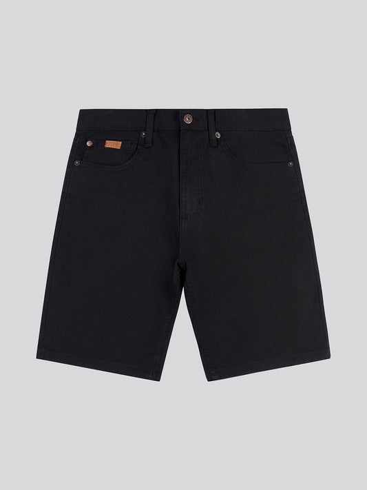 Mens Denim Woven 5 Pocket Shorts in Black
