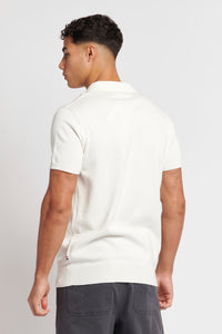 Mens Knitted Polo Shirt in Marshmallow