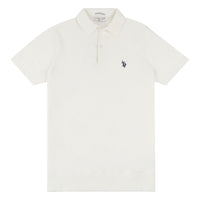 Mens Knitted Polo Shirt in Marshmallow
