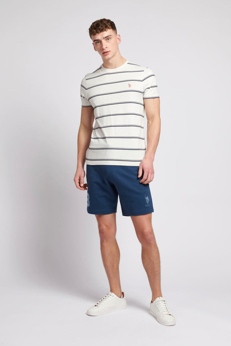 Mens Engineered Stripe T-Shirt in Light Grey Marl