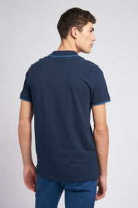 Mens Twin Tipped Pique Polo Shirt in Navy Blue