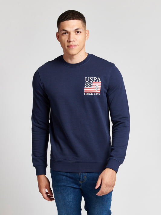 Mens Vintage USPA Since 1890 Crew Neck Sweatshirt in Navy Blue