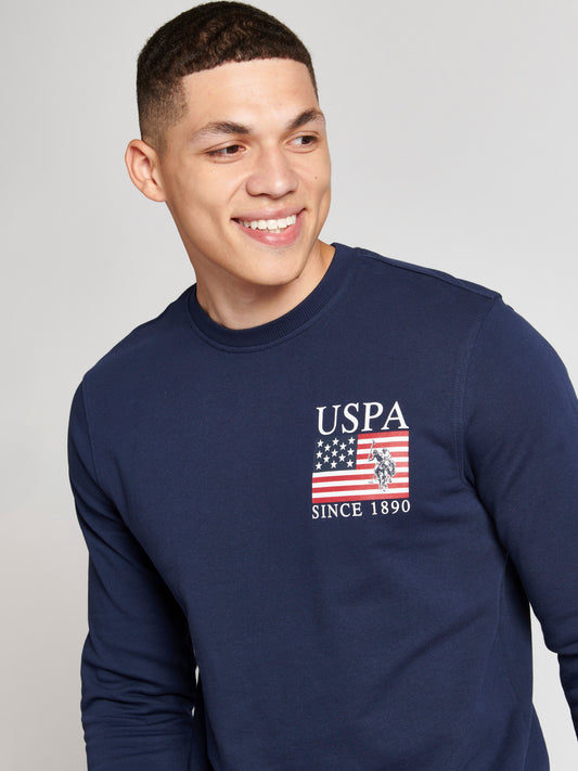 Mens Vintage USPA Since 1890 Crew Neck Sweatshirt in Navy Blue