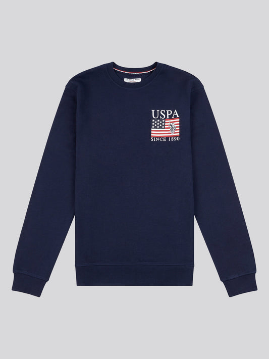 Mens Vintage USPA Since 1890 Crew Neck Sweatshirt in Navy Blue