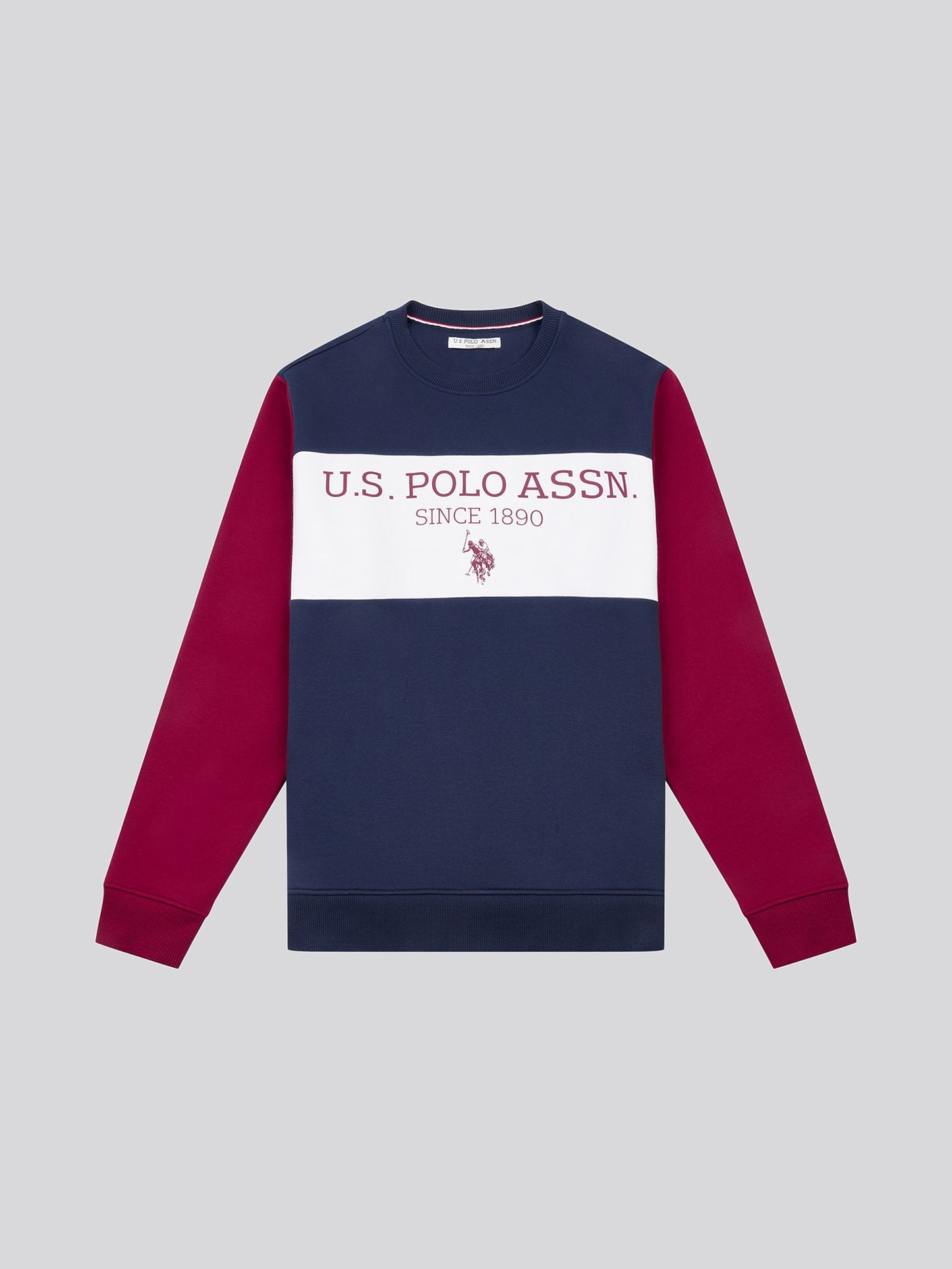 Mens Sports Crew Neck Sweatshirt in Navy Blue