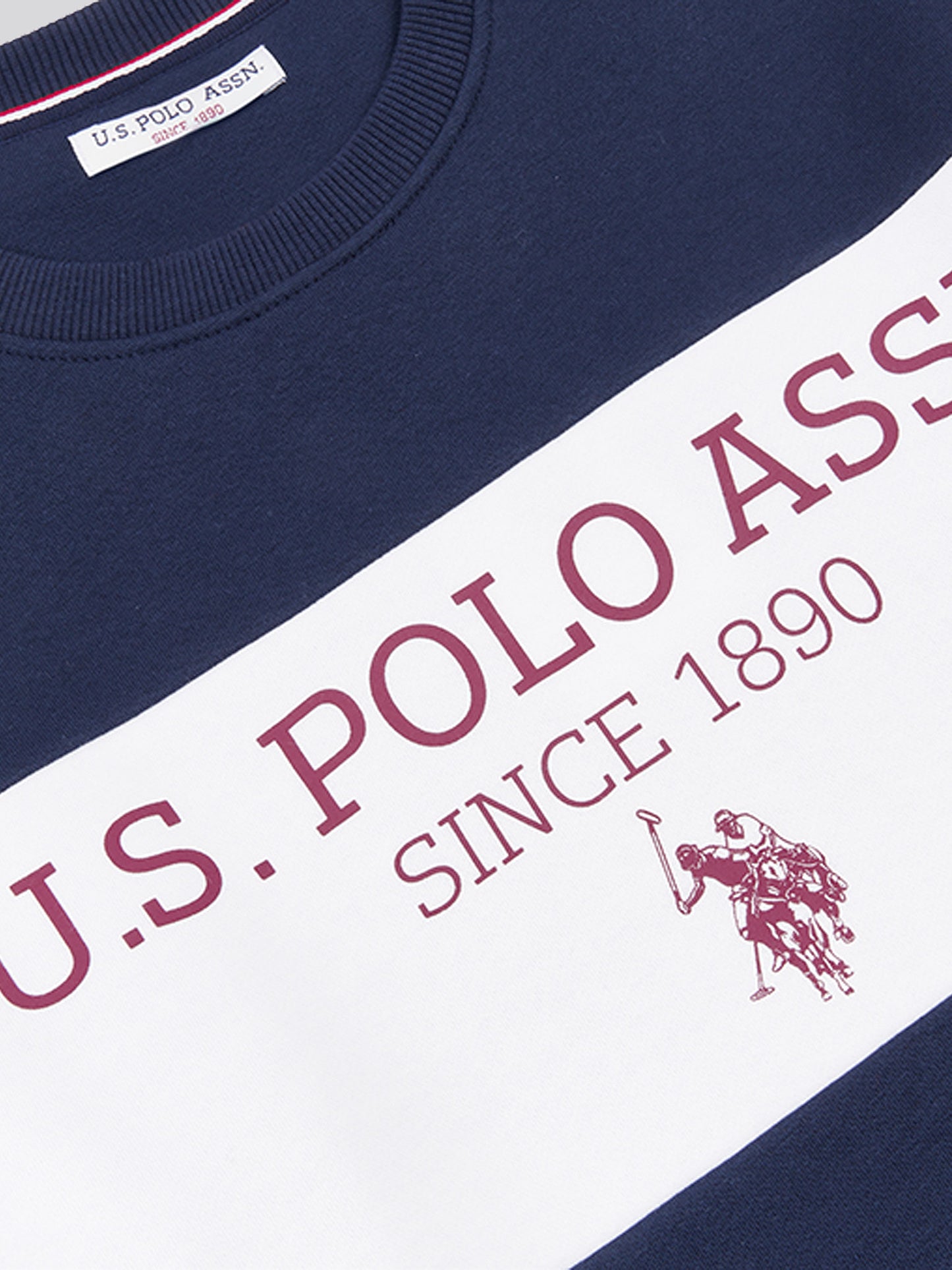 Mens Sports Crew Neck Sweatshirt in Navy Blue