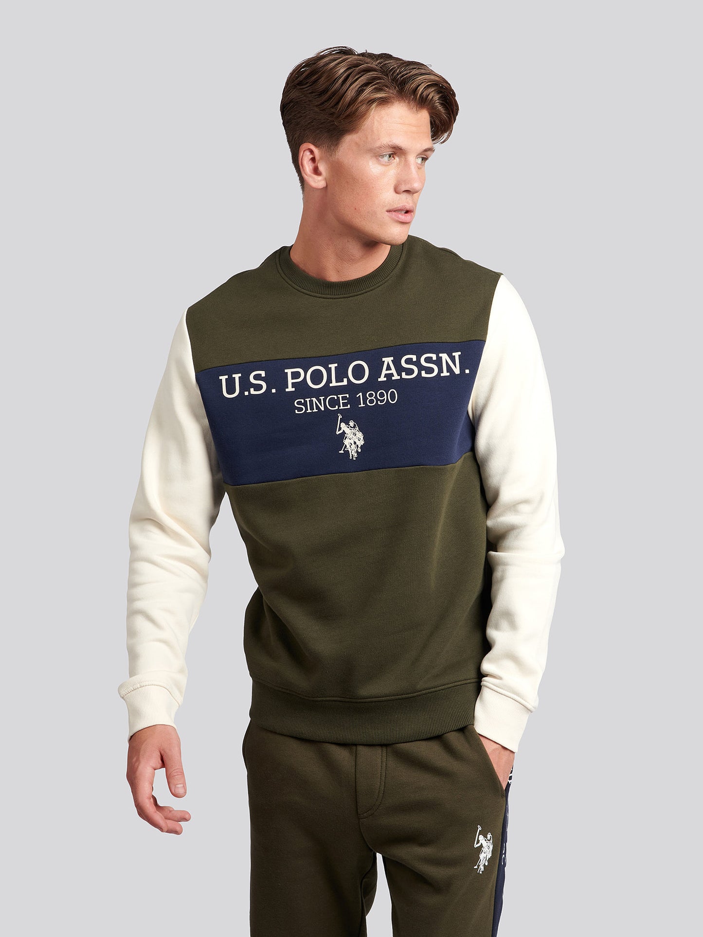 Mens Sports Crew Neck Sweatshirt in Forest Night