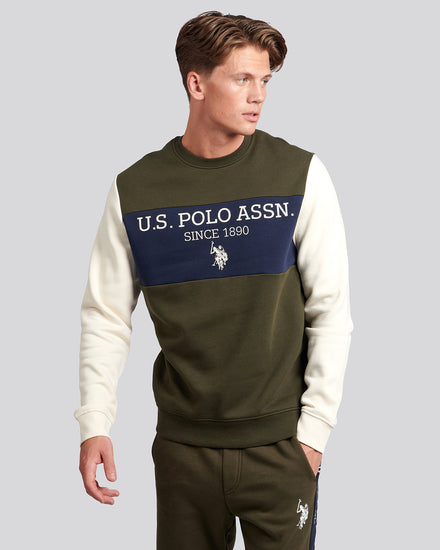 Mens Sports Crew Neck Sweatshirt in Forest Night