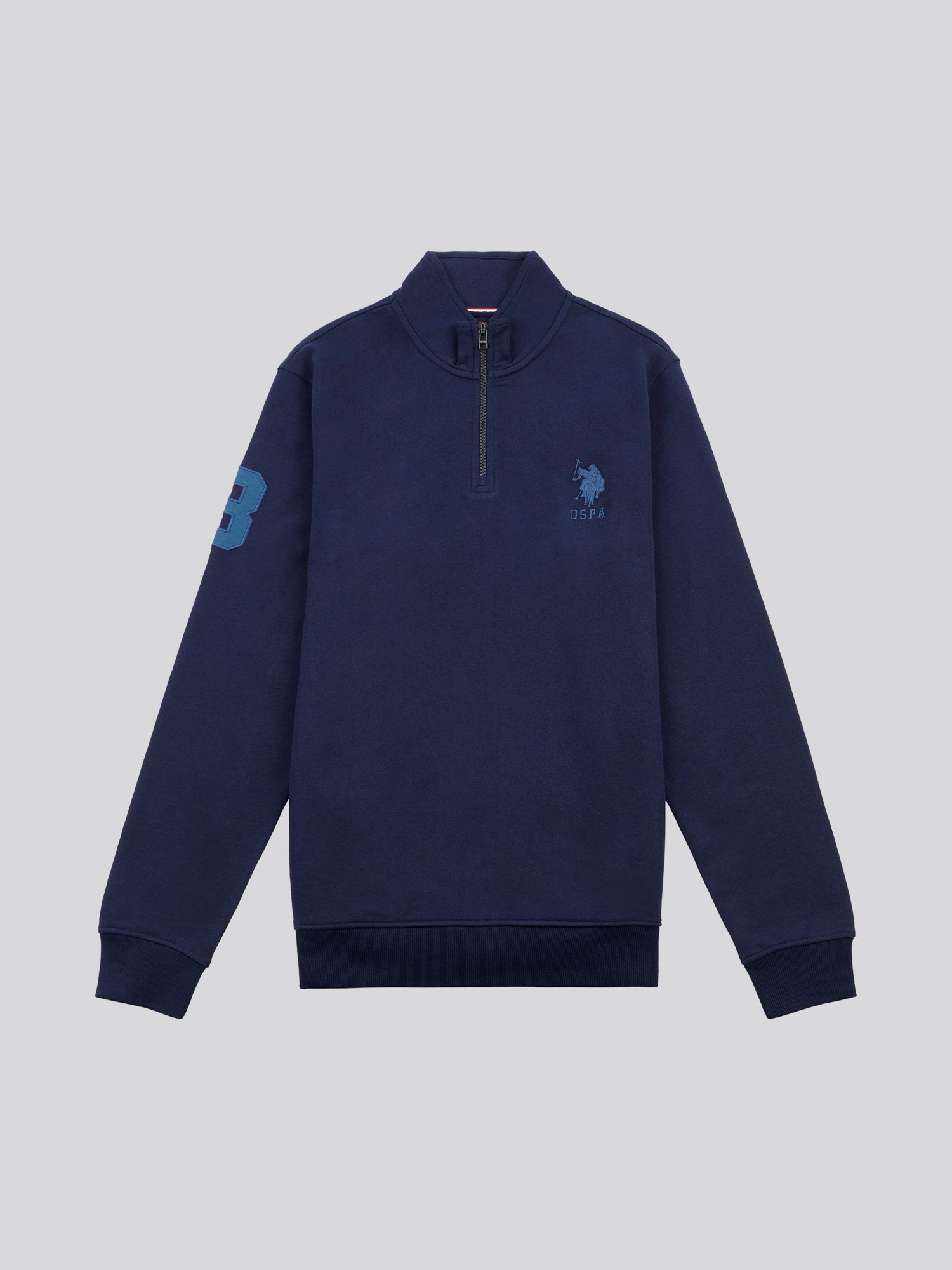 Mens Quarter Zip Funnel Neck Sweatshirt in Navy Blue – U.S. Polo  
