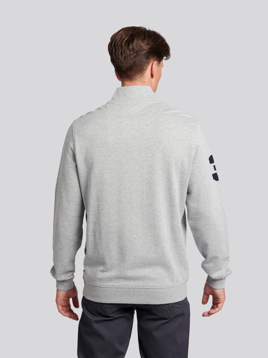 Mens Quarter Zip Funnel Neck Sweatshirt in Vintage Grey Heather