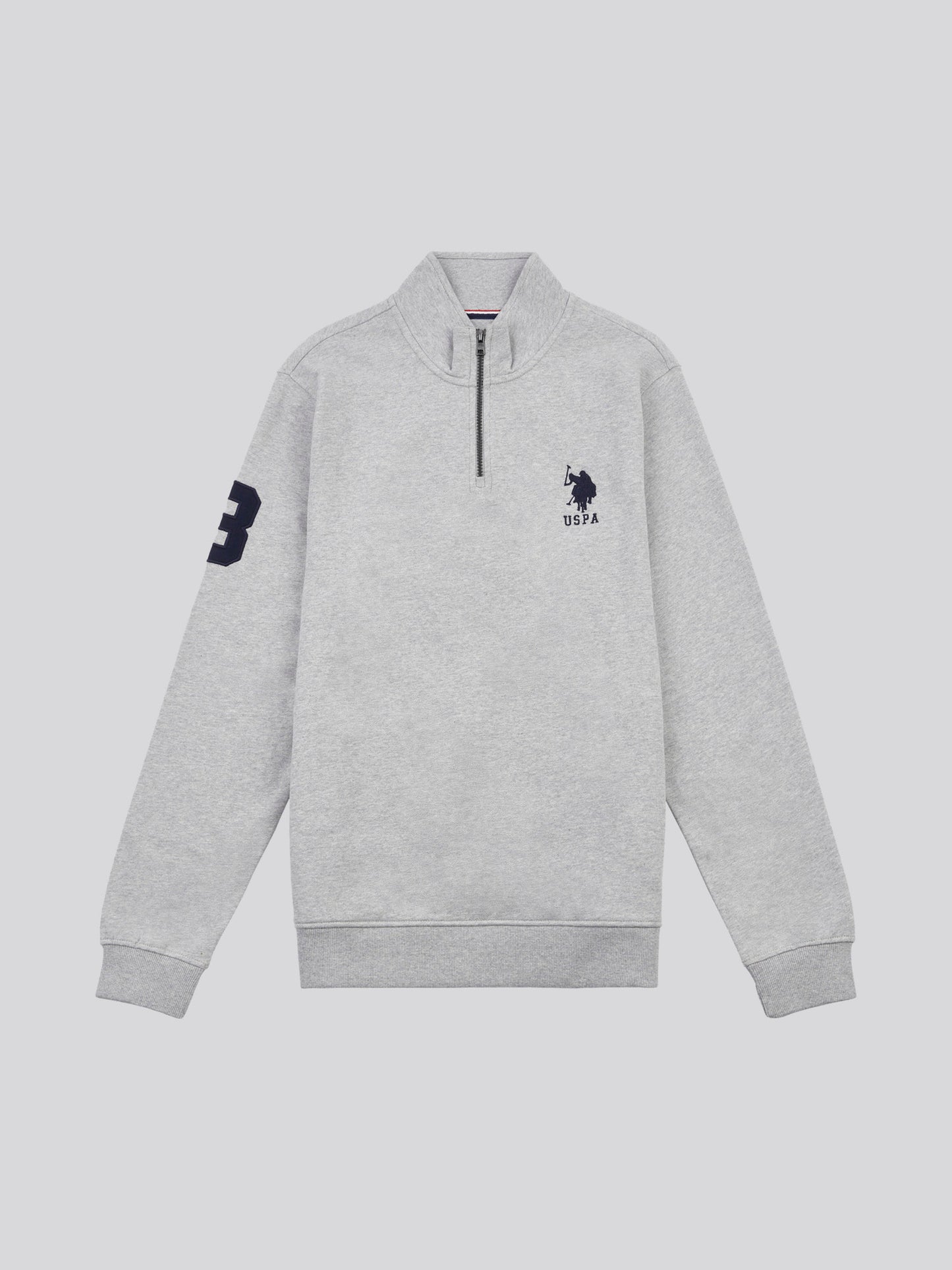 Mens Quarter Zip Funnel Neck Sweatshirt in Vintage Grey Heather