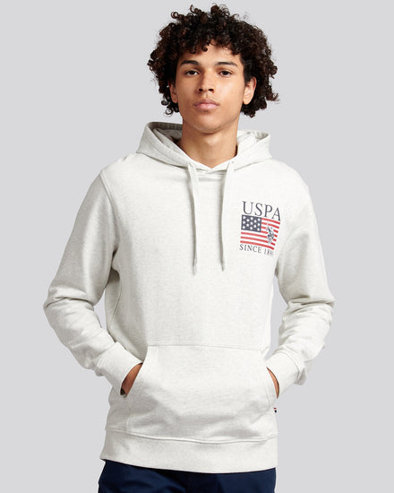 Mens Vintage 1890 Hoodie in Light Grey Marl