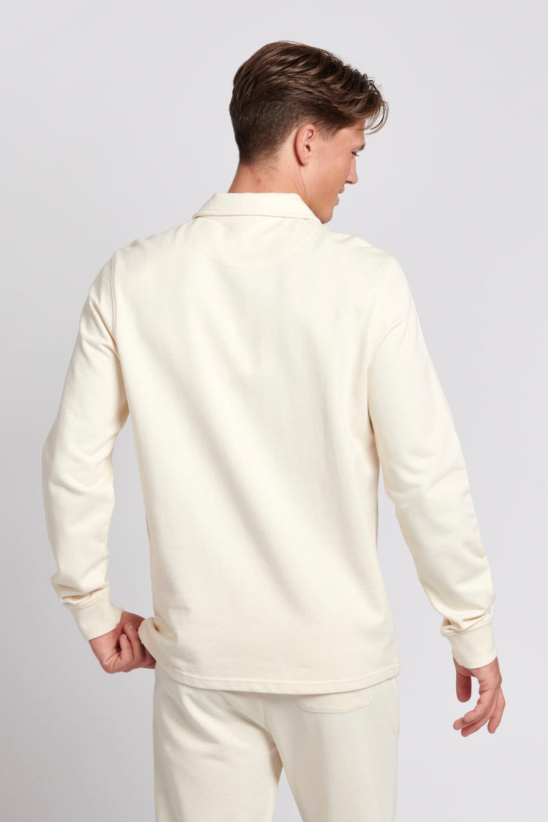 Mens Quarter Zip Collared Sweatshirt in Marshmallow