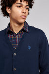 Mens Knitted Cardigan in Navy Blue