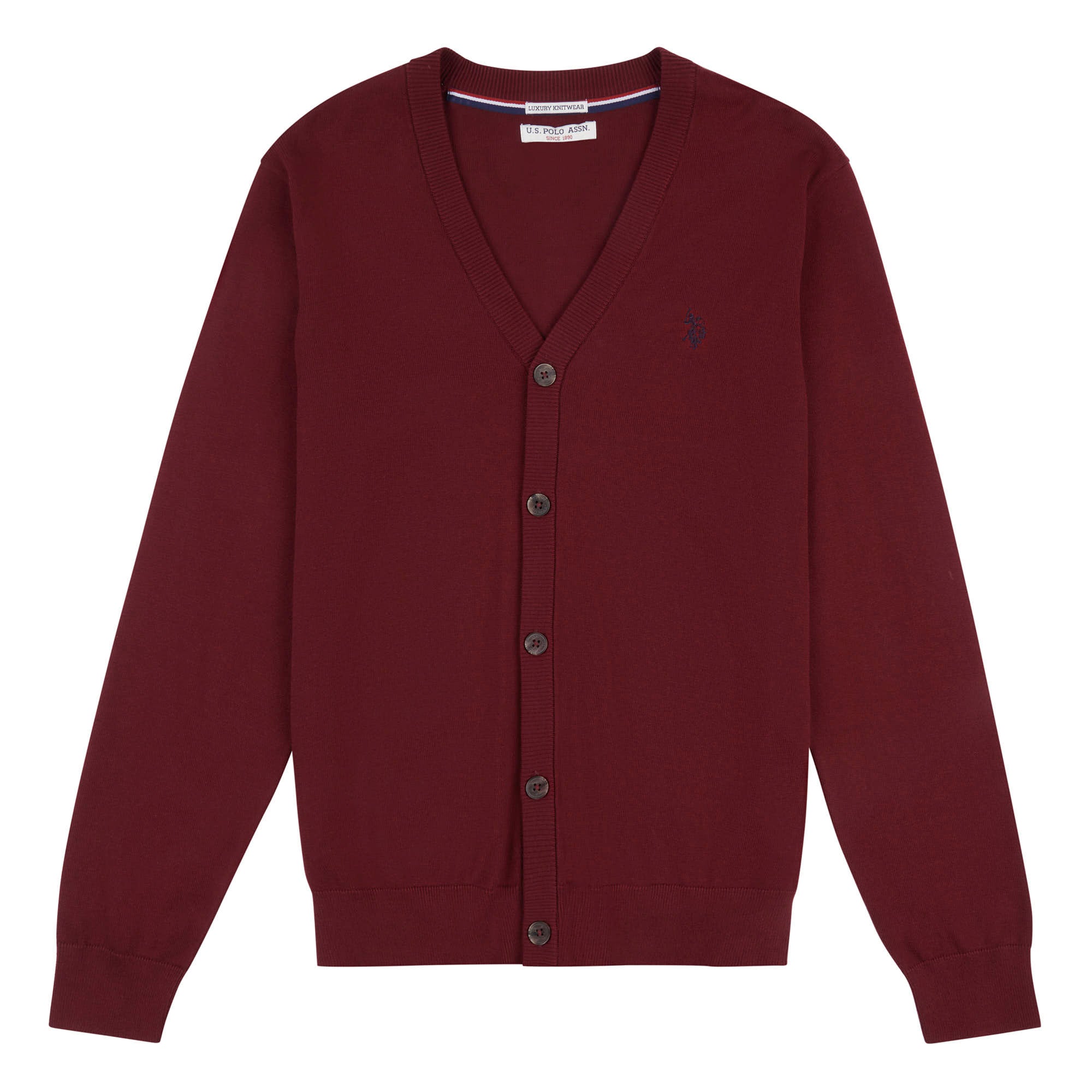Mens Knitted Cardigan in Windsor Wine