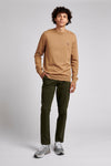 Mens Crew Neck Knitted Jumper in Tigers Eye
