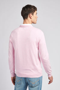 Mens Crew Neck Knitted Jumper in Orchid Pink Marl