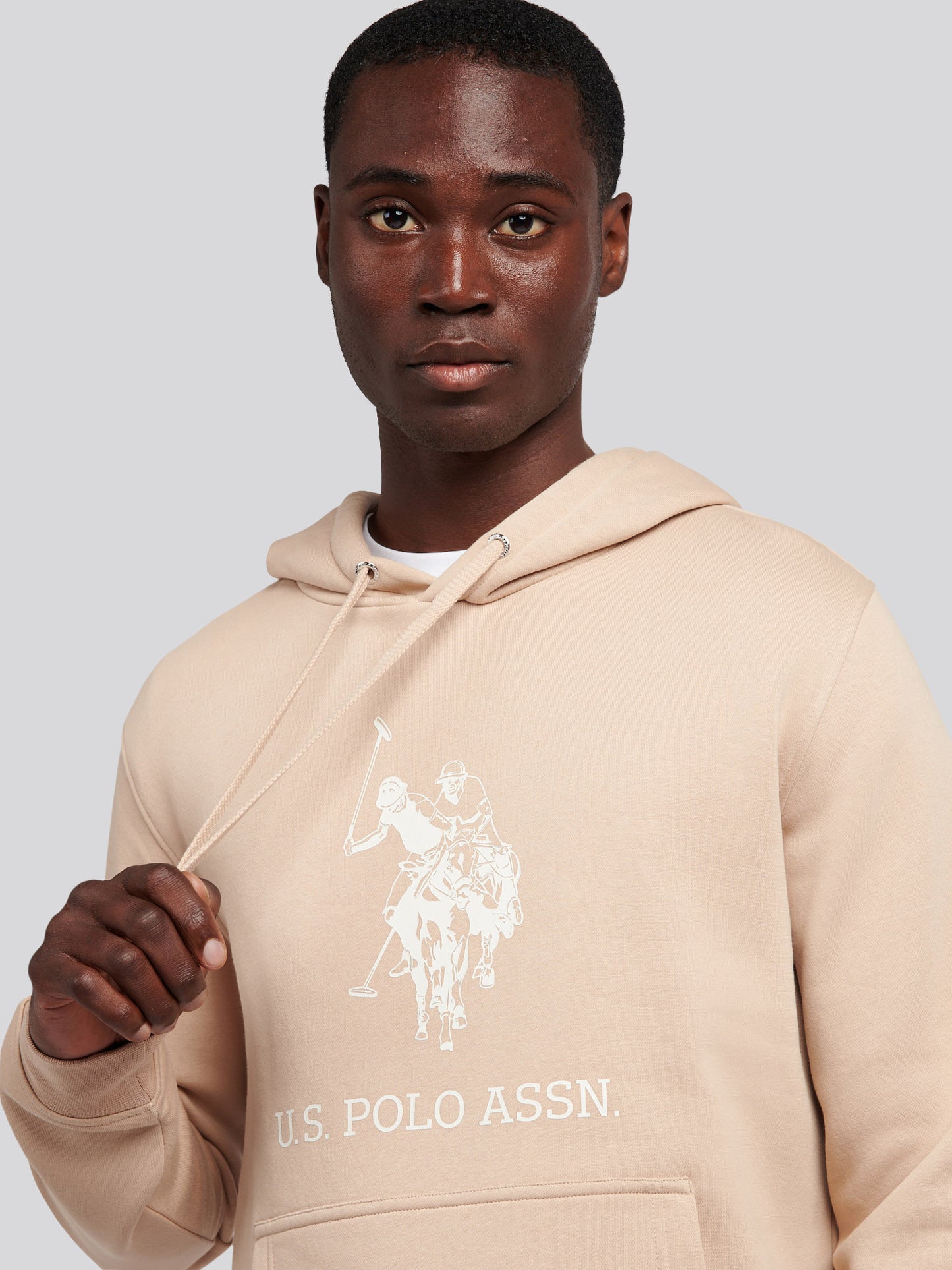 Mens Rider Brush Back Hoodie in Doeskin