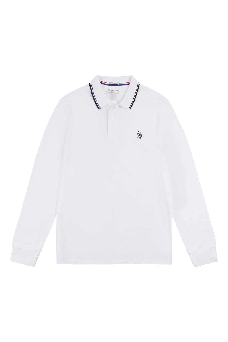Mens Twin Tipped Pique Polo Shirt in Bright White