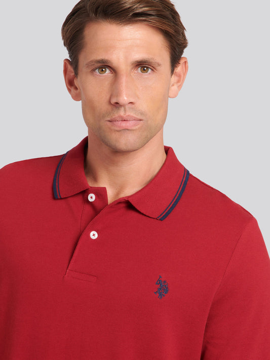 Mens Twin Tipped Pique Polo Shirt in *TEST* Biking Red