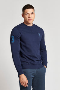 Mens Player 3 Crew Neck Sweatshirt in Navy Blue