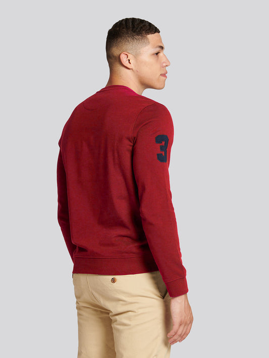 Mens Player 3 Crew Neck Sweatshirt in Biking Red