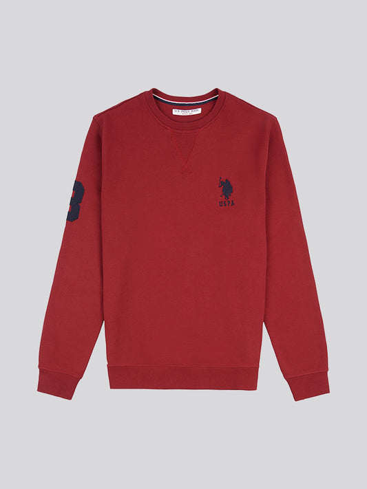 Mens Player 3 Crew Neck Sweatshirt in Biking Red