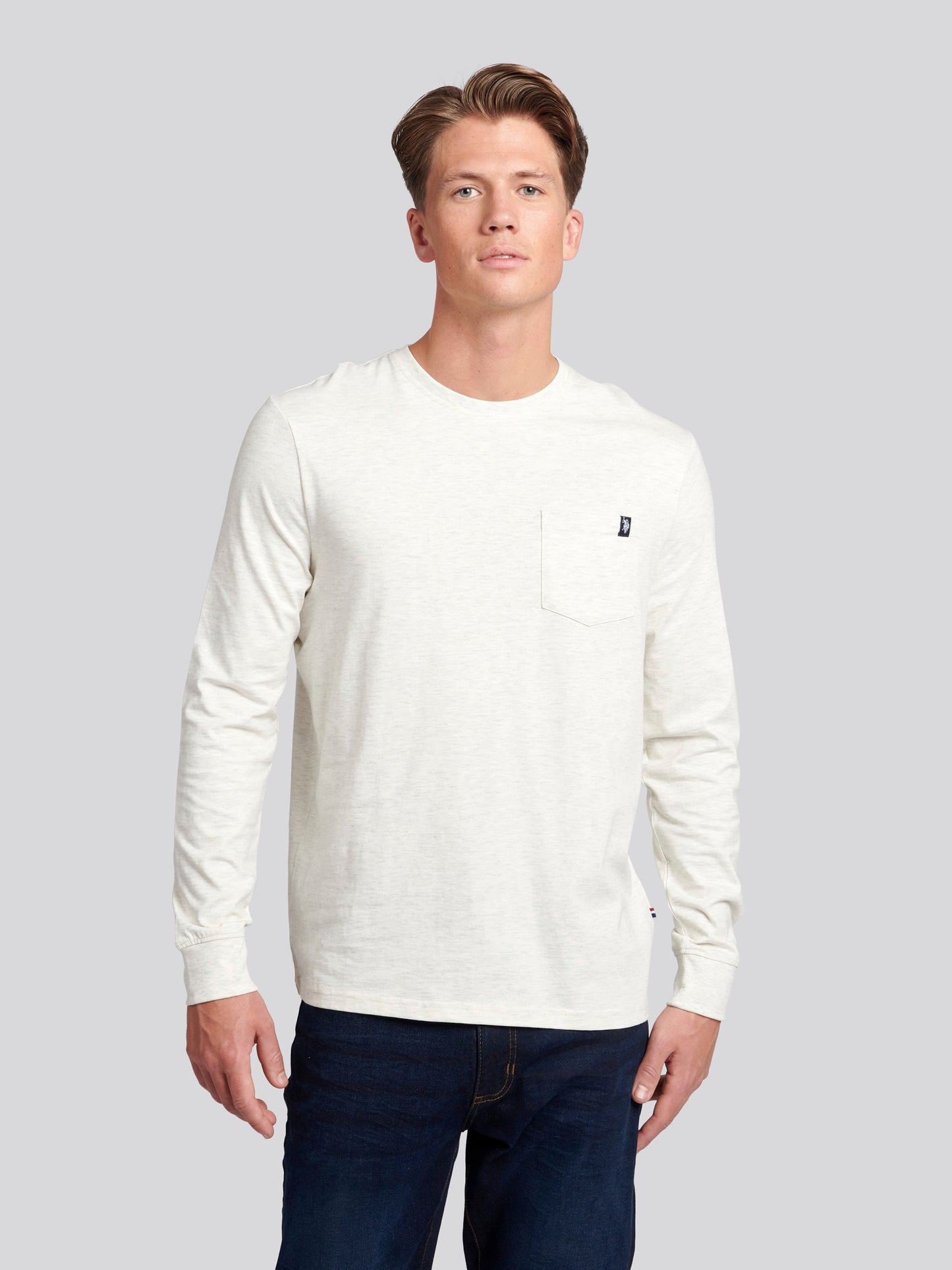 Mens Pocket T-Shirt in Light Grey Marl