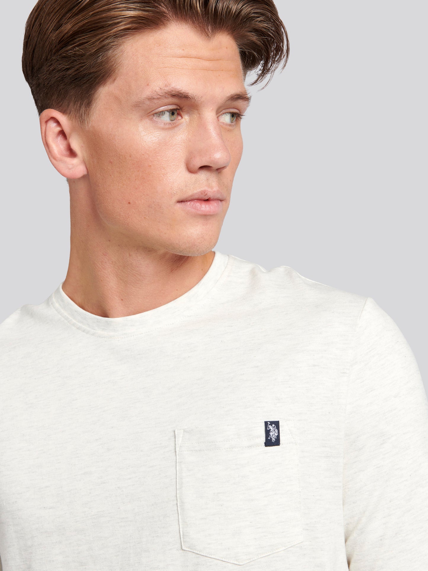 Mens Pocket T-Shirt in Light Grey Marl