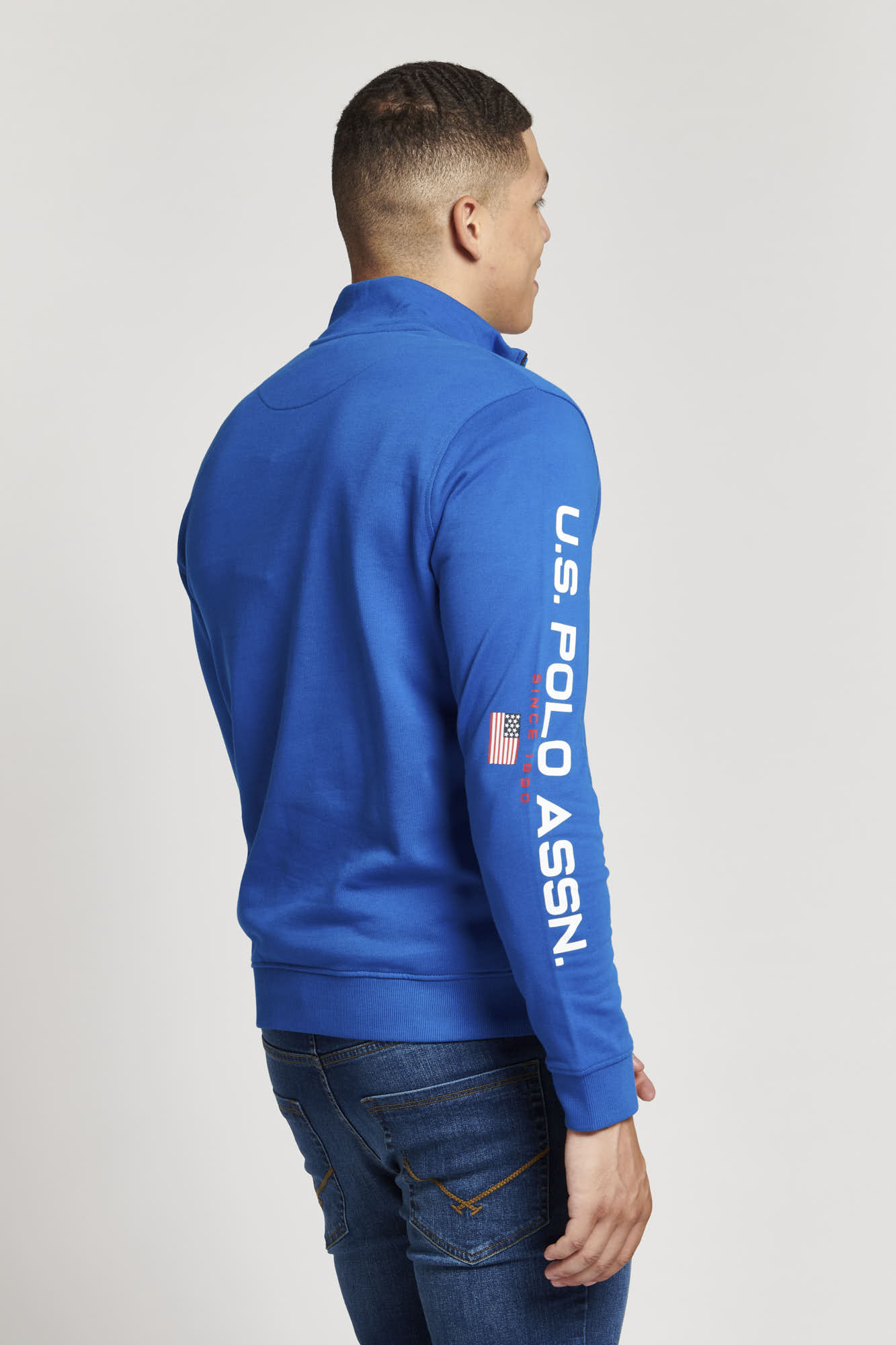 Mens Quarter Zip Sport Sweatshirt in Classic Blue