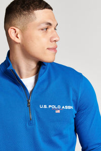 Mens Quarter Zip Sport Sweatshirt in Classic Blue