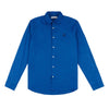 Mens Relaxed Linen Blend Long Sleeve Shirt in Deja Vu Blue