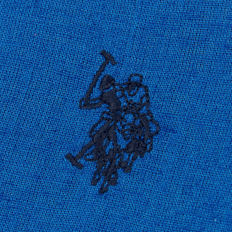 Mens Relaxed Linen Blend Long Sleeve Shirt in Deja Vu Blue