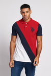 Mens Angle Cut and Sew Polo Shirt in Haute Red