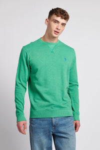 Mens Garment Dye Crew Neck Sweatshirt in Golf Green