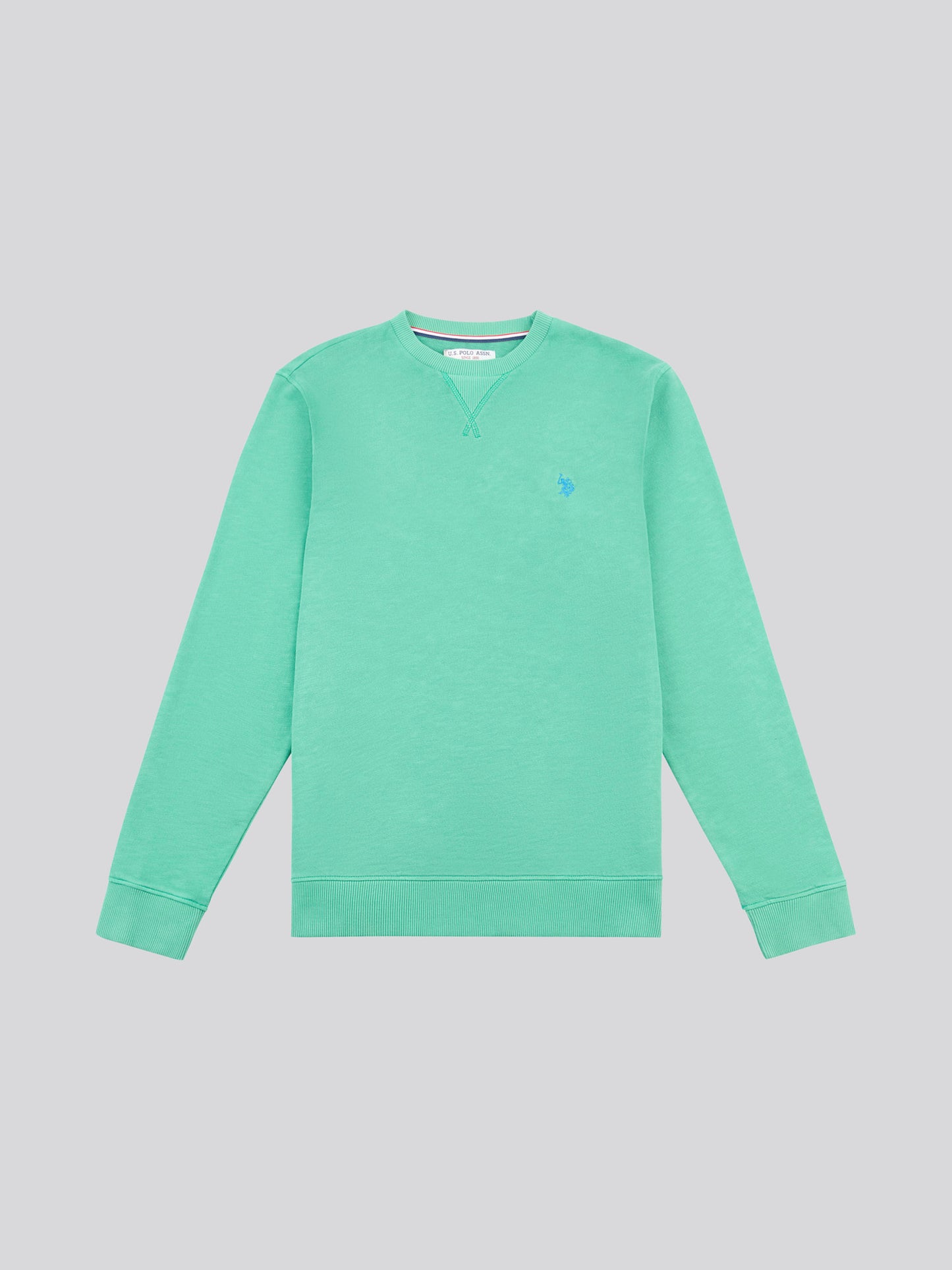 Mens Garment Dye Crew Neck Sweatshirt in Golf Green