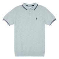 Mens Tipped Collar Textured Polo Shirt in Vintage Grey Heather