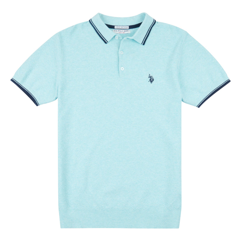 Mens Tipped Collar Textured Polo Shirt in Atomizer Marl