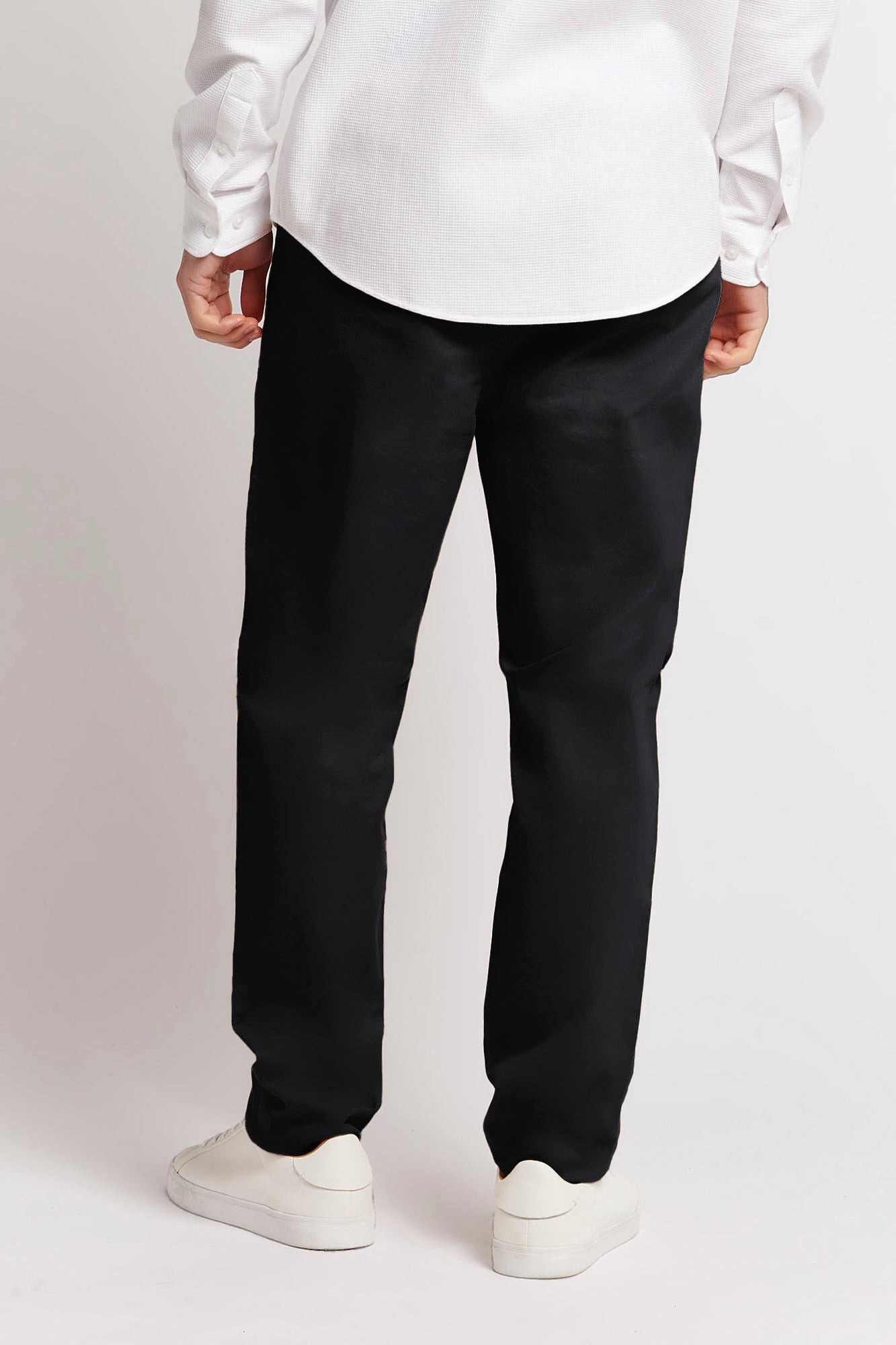 Mens Drawstring Waist Casual Trousers in Black